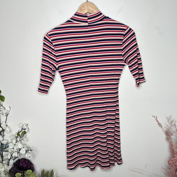 REFORMATION Mod Ribbed Mini Dress Striped Sz M {BB44} - Picture 4 of 6